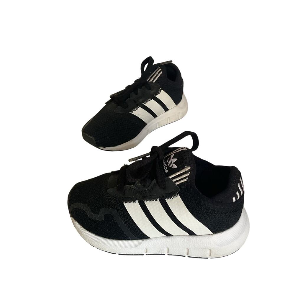 Adidas Swift Run X I Kids Size 8 Black White Sneakers Toddler Shoes FY2184